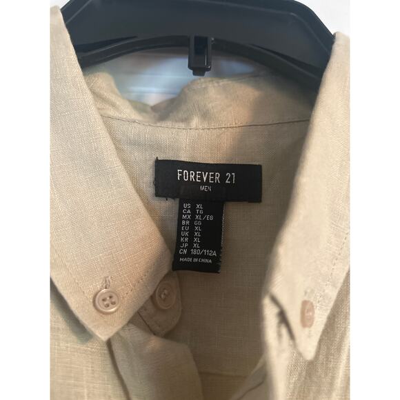 GUC Forever 21 Men's Short Sleeve Lightweight Summer Shirt Tan Size XL - Picture 3 of 4